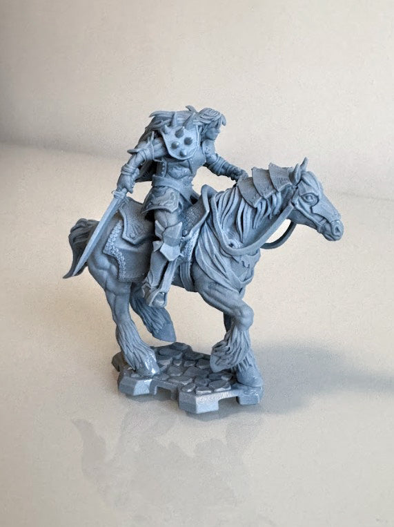 Knight Braford mounted resin miniature riding warhorse with sword – available DIY Kit, Raw, Primed, Painted