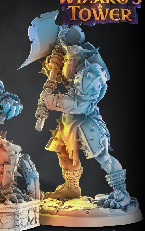 Bugbear Band resin miniature trio with weapons and armor in 32mm scale, Axe