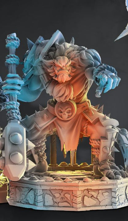 Bugbear Band resin miniature trio with weapons and armor in 32mm scale, Mace