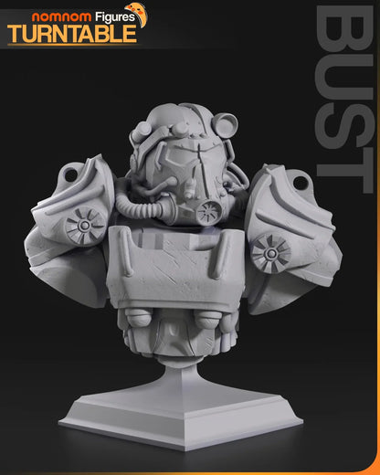 digital render of T-60 Power Armor Fallout 4 bust on pedestal