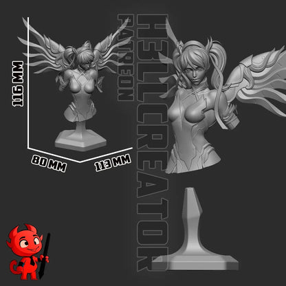 Scale chart of Mercy Overwatch bust statue at 116mm tall