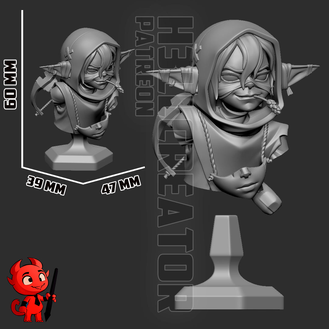 Nott the Brave 1:10 scale goblin rogue resin display statue and bust unpainted and painted versions