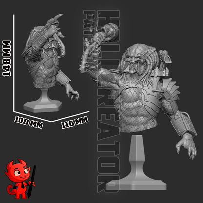 Predator fan art resin miniature 1:10 scale alien hunter display statue with skull base masked or unmasked head option
