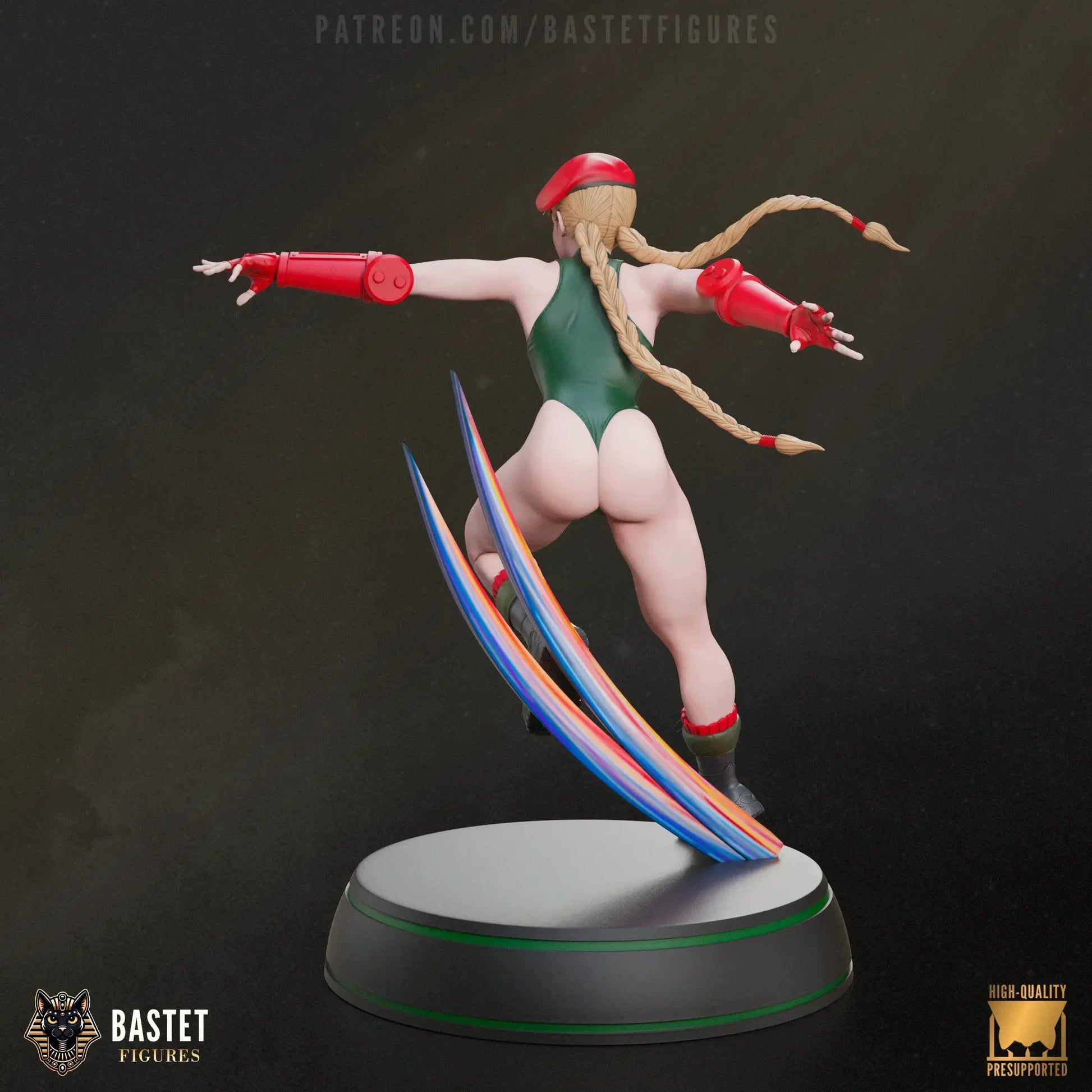 Opposite side view showing leg and foot placement on base