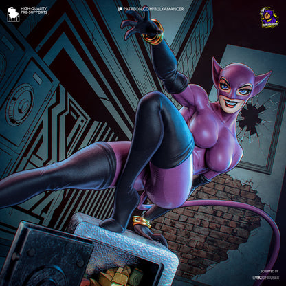 Catwoman Bulkamancer Sculpts 1:8 scale painted statue 90s purple suit on safe base