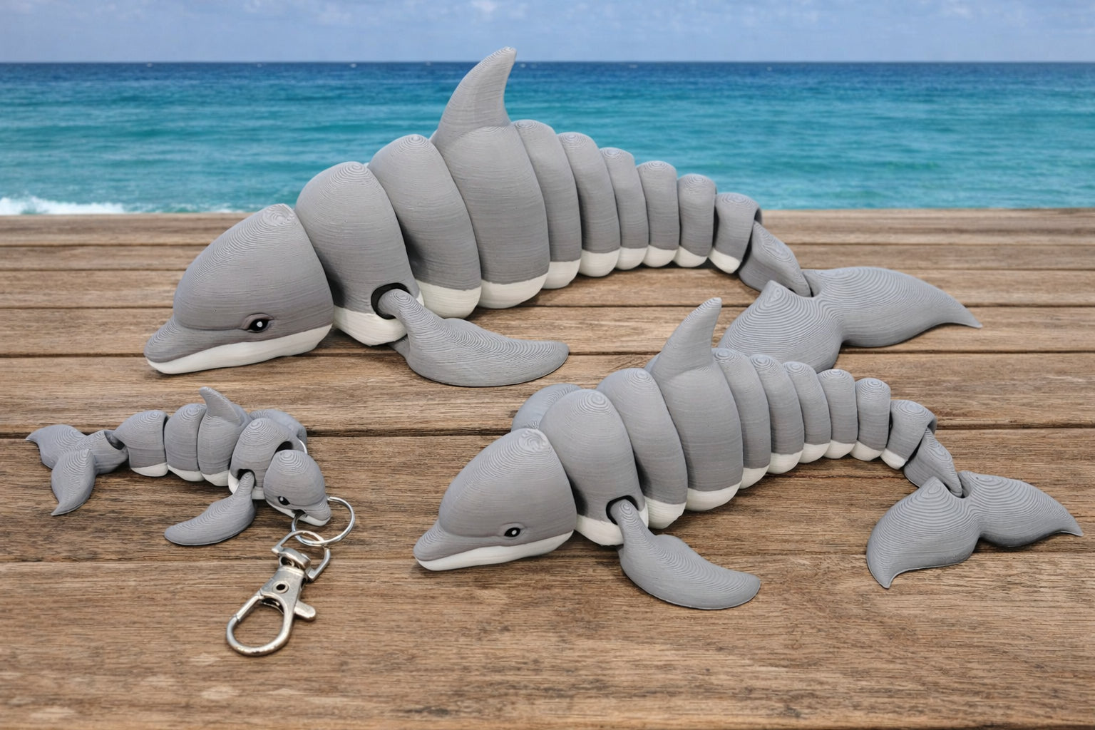 Gray dolphin toy and keychain