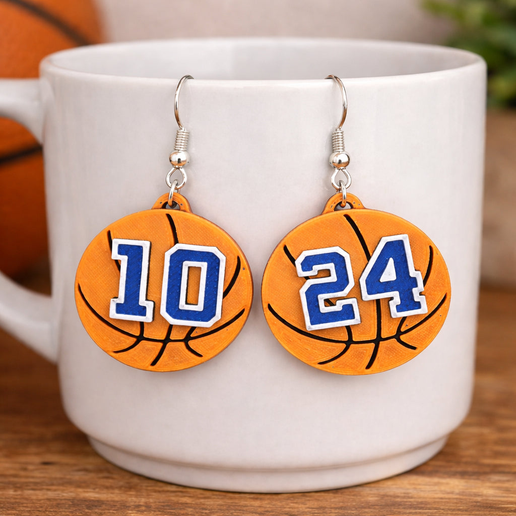 Custom Basketball Number Earrings