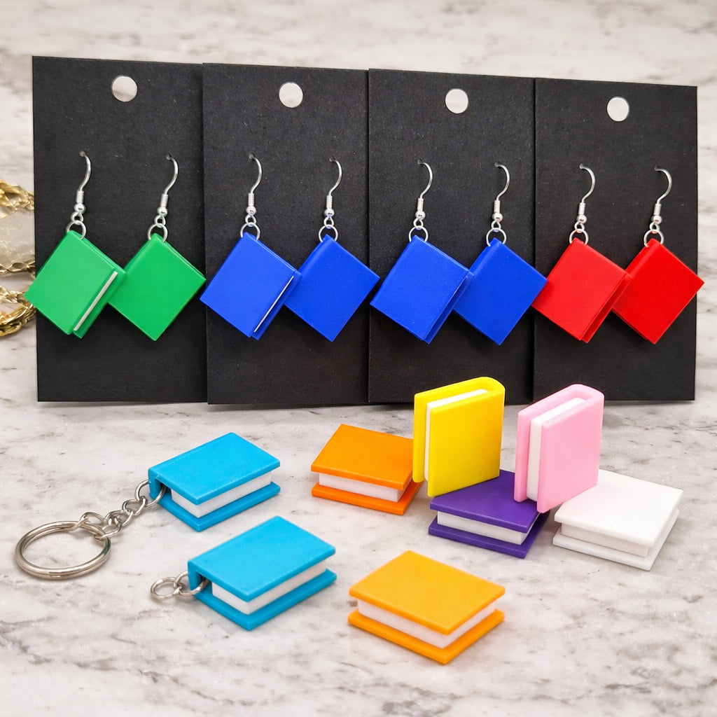 Mini Colorful Book Earrings or Keychain
