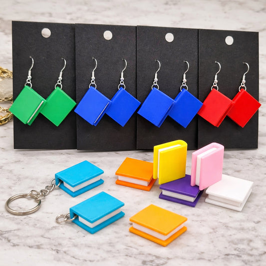Mini Book Earrings or Keychain