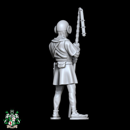 28mm medieval city guard resin miniature for tabletop RPG NPC use, standing watch with club weapon, highly detailed figure by D&K Custom Prints
