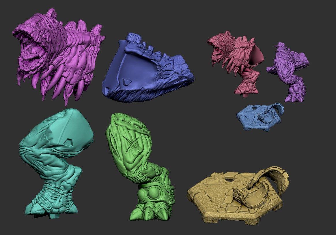 Exploded view of Gergoth STL model assembly parts