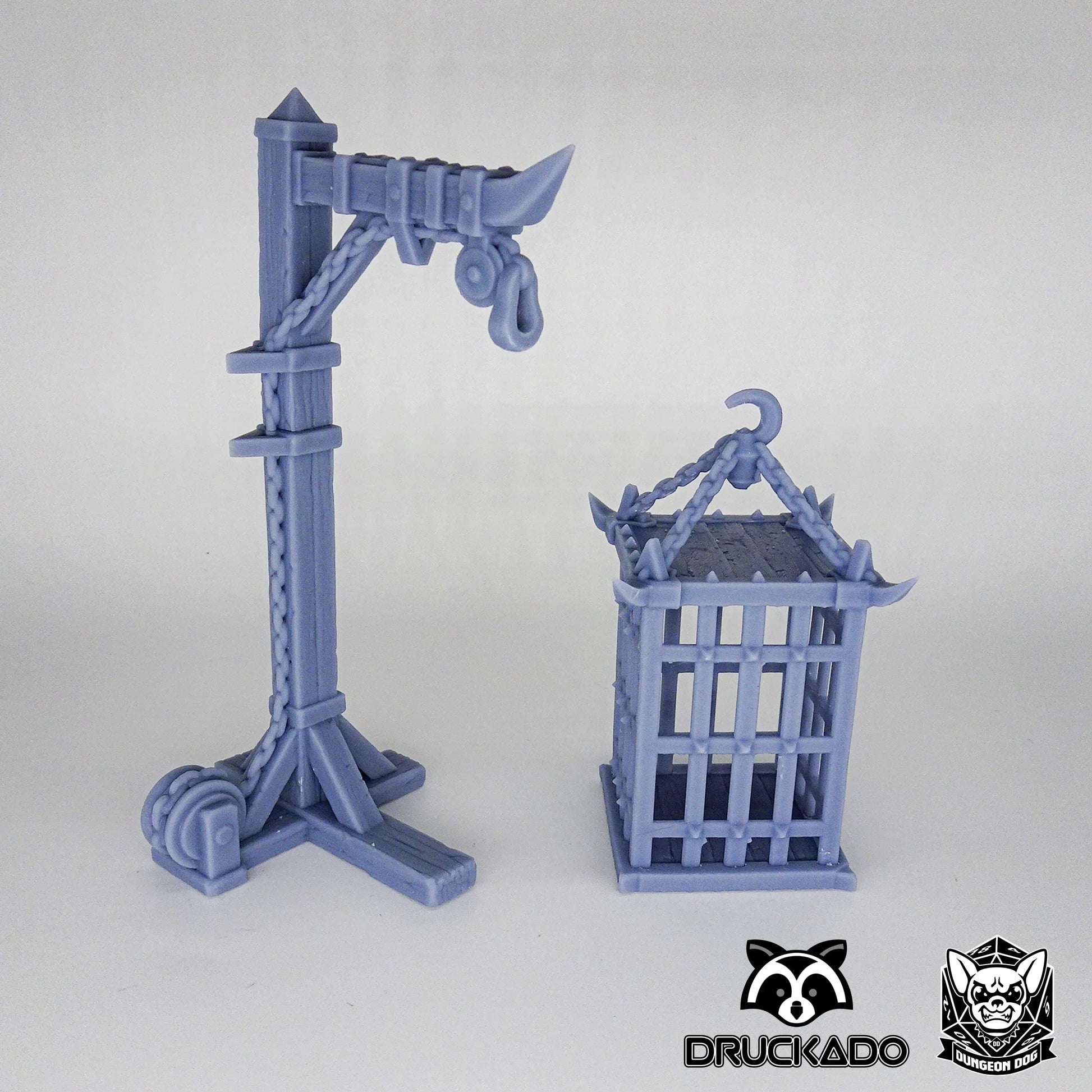 3D printed iron cage for 28-32mm miniatures, ideal for TTRPG terrain, dungeons, dark fantasy or horror tabletop dioramas