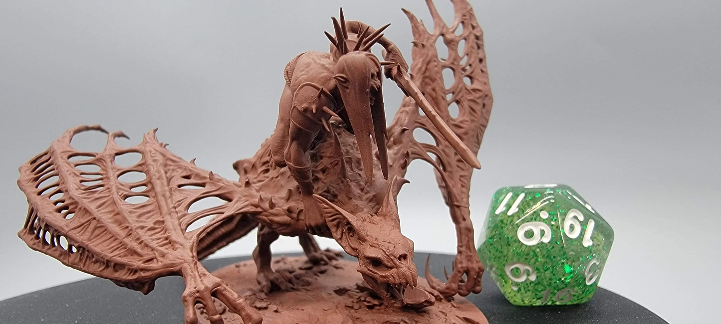 Close-up of Dabeath Bat Cry miniature showing demonic rider detail