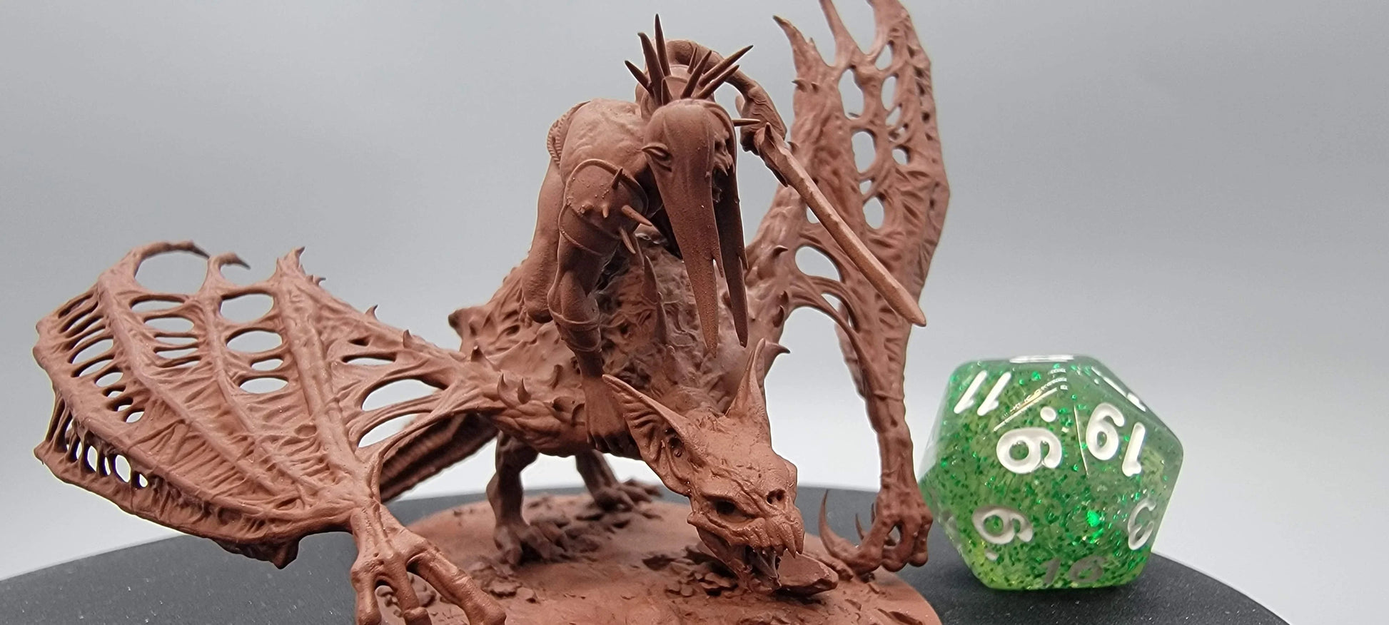 Close-up of Dabeath Bat Cry miniature showing demonic rider detail