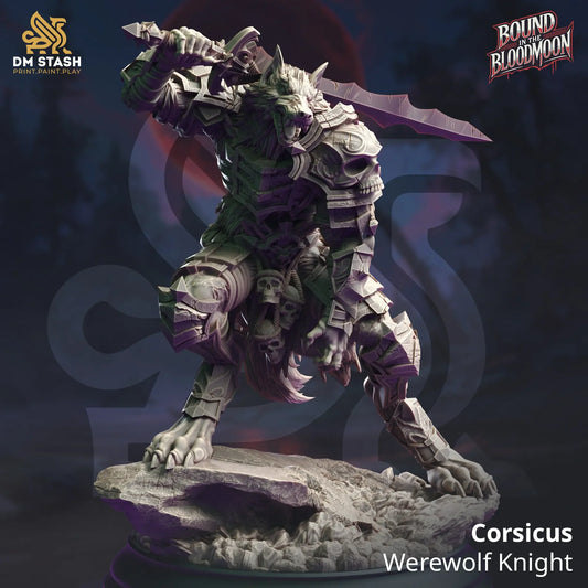 Corsicus Werewolf Knight miniature for Dungeons & Dragons and fantasy tabletop RPGs