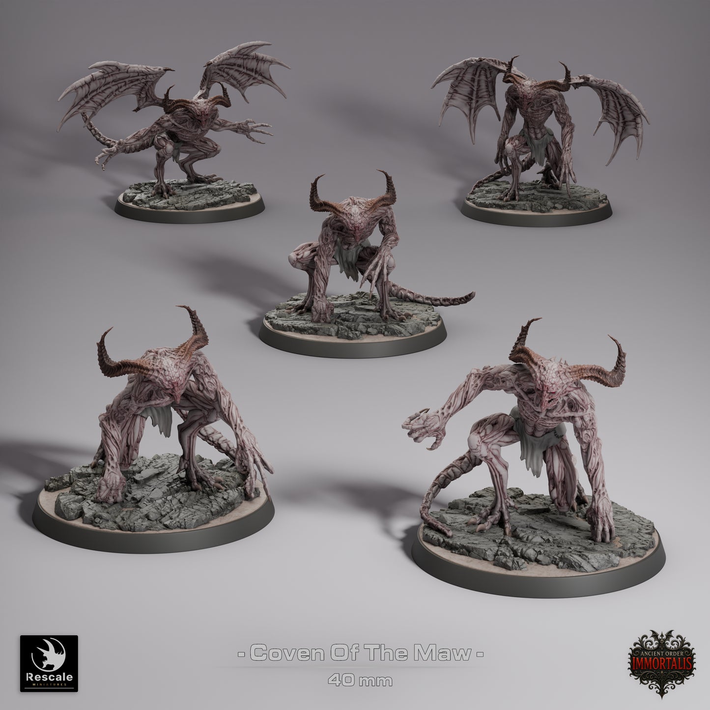 Coven of the Maw Fleshbound Demon Pack 40mm resin miniatures by Rescale Miniatures with detailed monstrous design | D&K Custom Prints