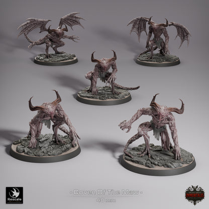 Coven of the Maw Fleshbound Demon Pack 40mm resin miniatures by Rescale Miniatures with detailed monstrous design | D&K Custom Prints