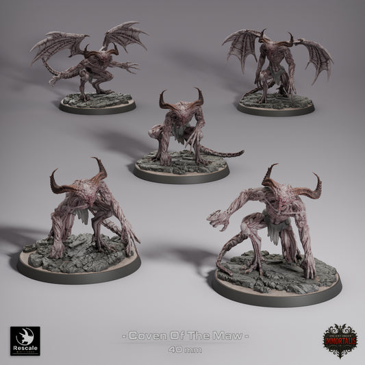 Coven of the Maw Fleshbound Demon Pack 40mm resin miniatures by Rescale Miniatures with detailed monstrous design | D&K Custom Prints