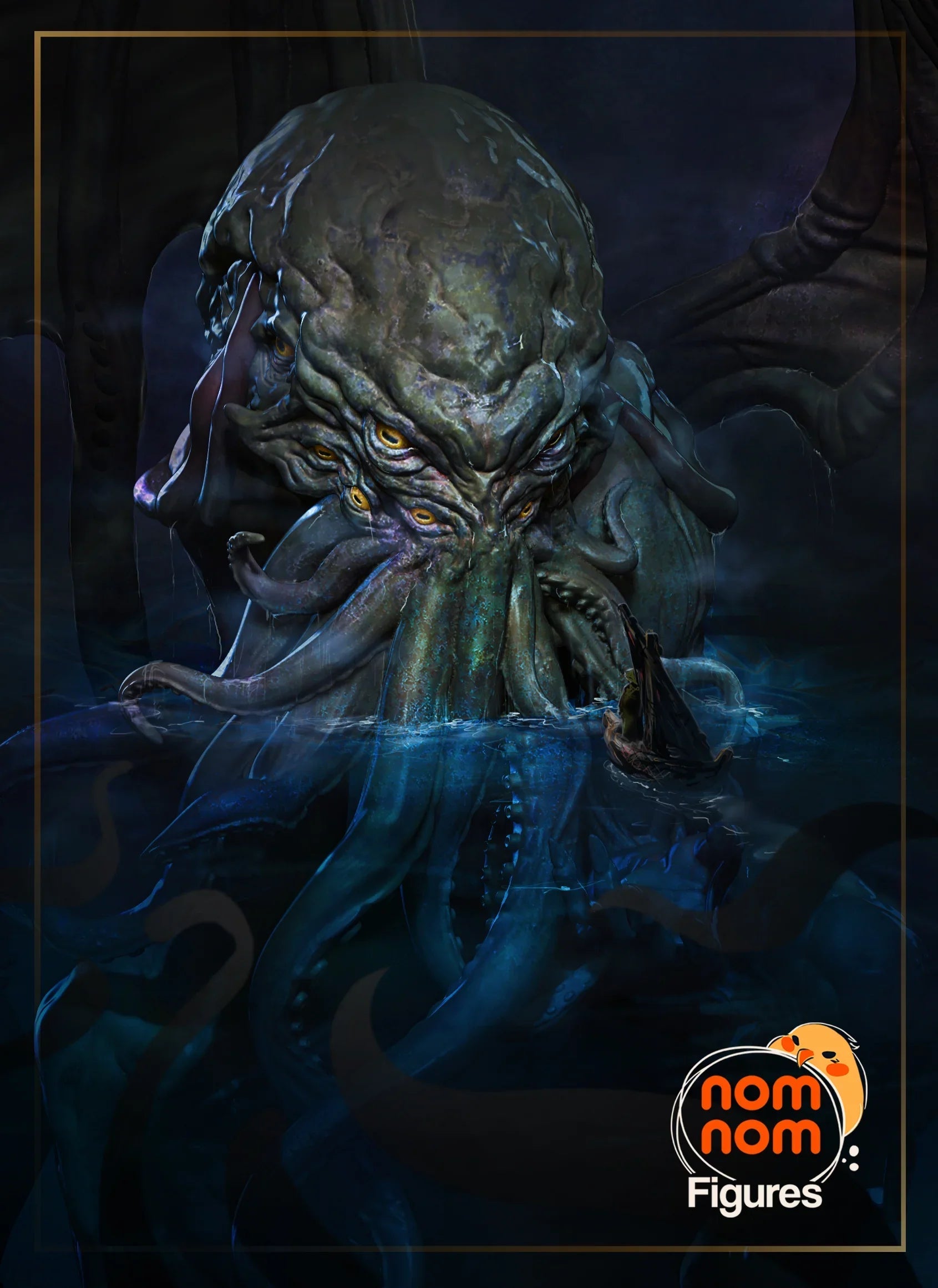 Dark atmospheric beauty shot of Cthulhu from Mythos