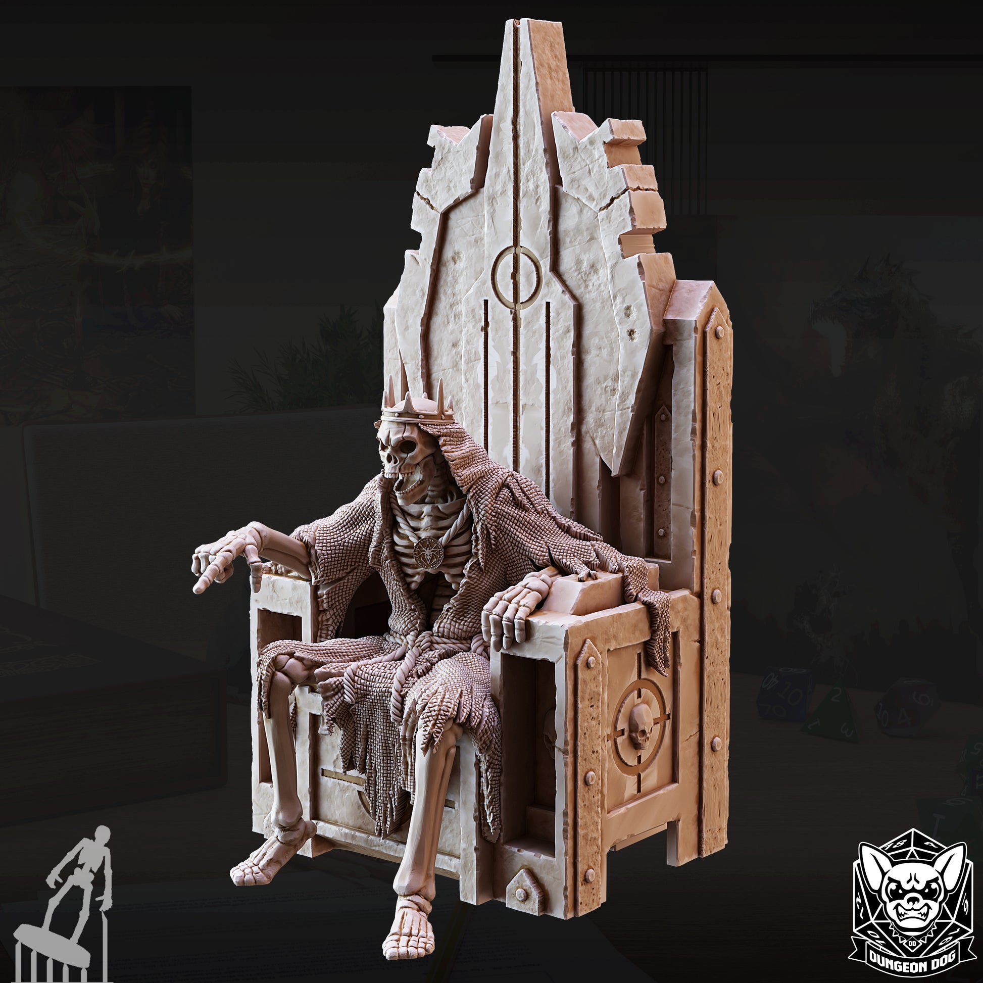 Diagonal view of the Crypt Thing undead miniature showing the tattered shrouds and detailed skeletal hand.