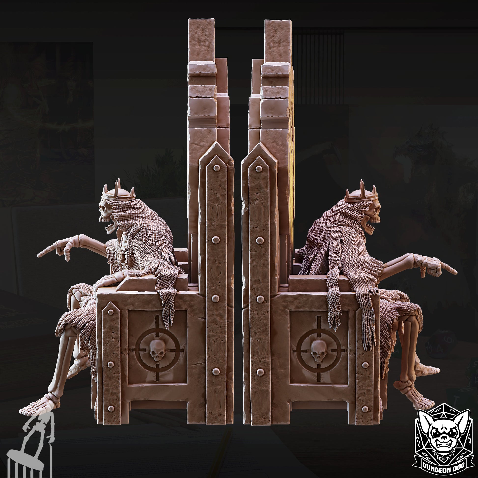 Side-by-side profile view of the Crypt Thing showing the depth of the throne and the tattered cloak textures.