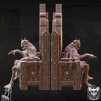 Side-by-side profile view of the Crypt Thing showing the depth of the throne and the tattered cloak textures.