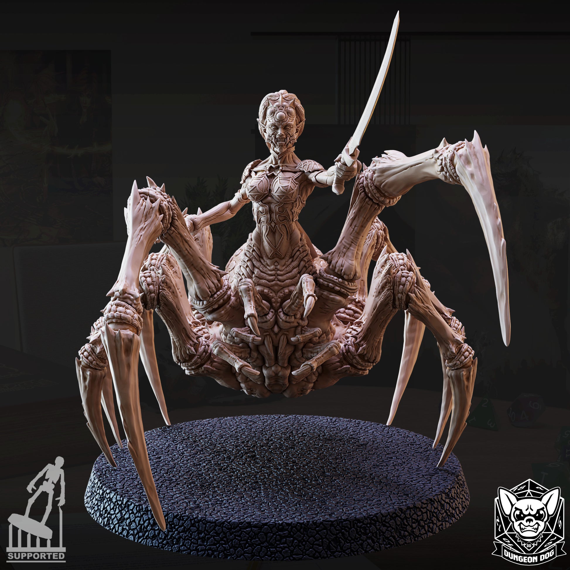 d&d dog monsters Drider – Spider Abomination Resin Miniature – D&K Custom Prints