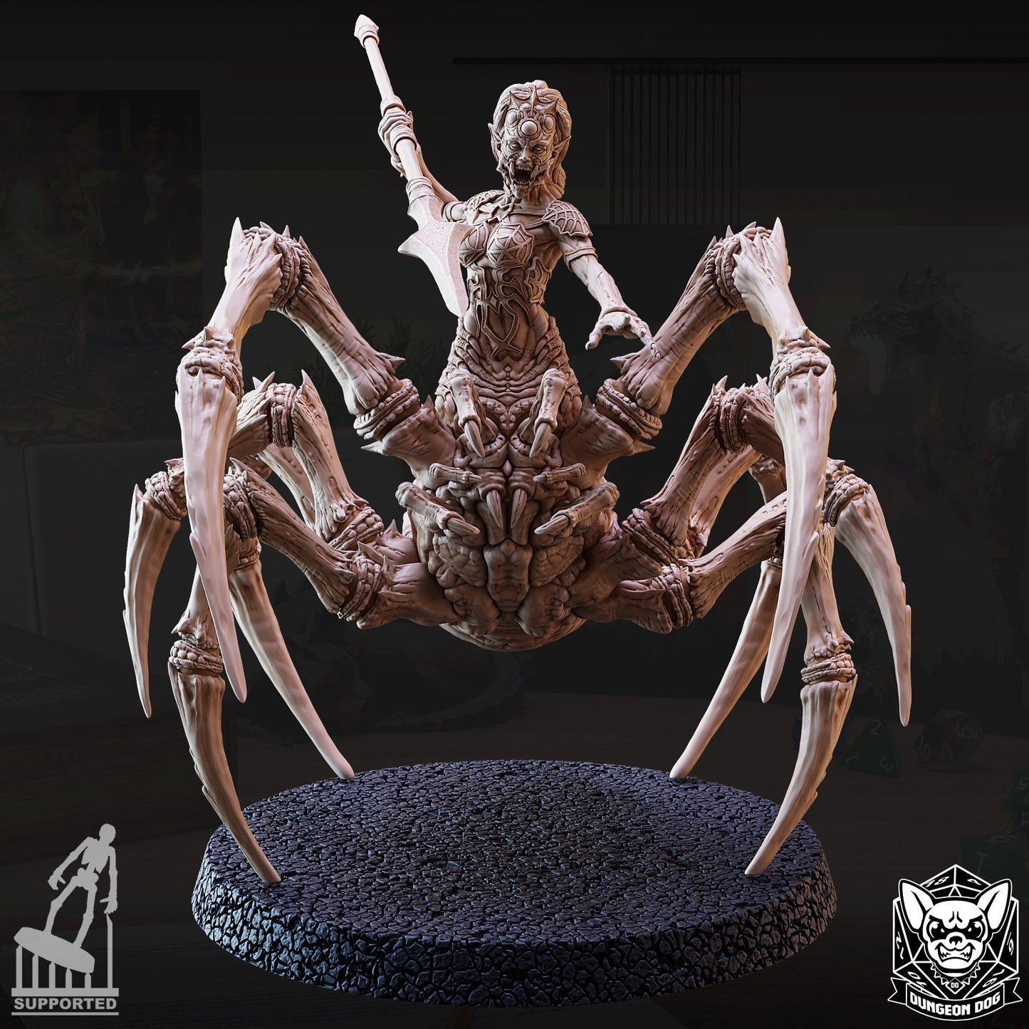 Drider resin miniature – half-drow half-spider RPG boss monster collectible