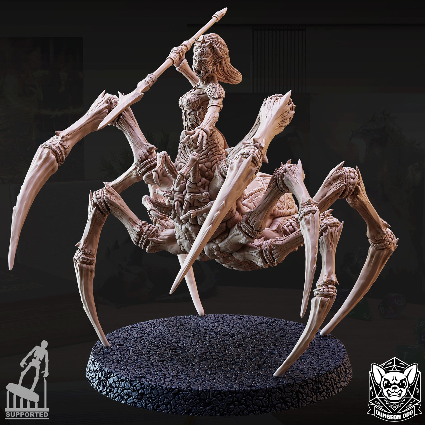 Drider resin miniature – half-drow half-spider RPG boss monster collectible