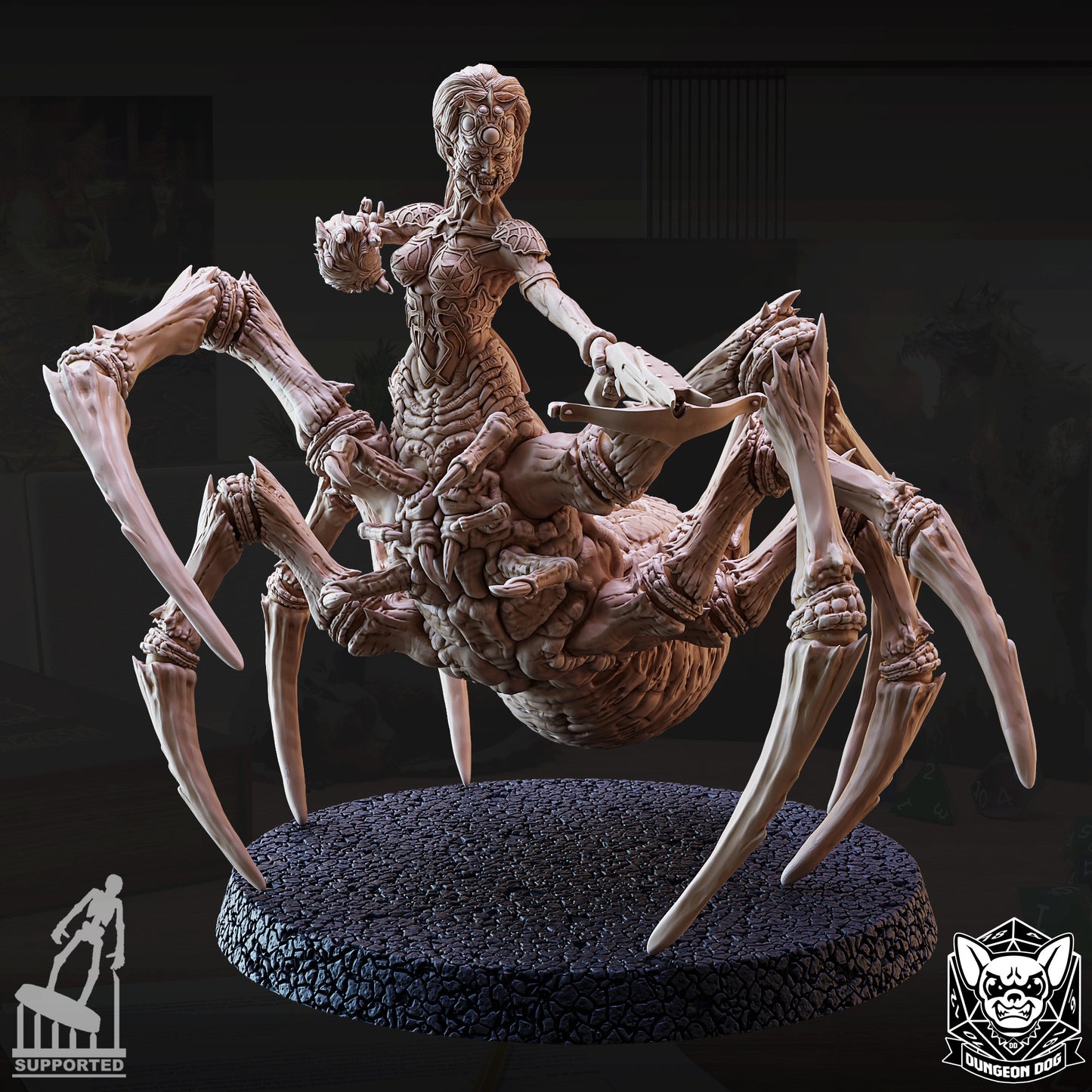 Drider resin miniature – half-drow half-spider RPG boss monster collectible
