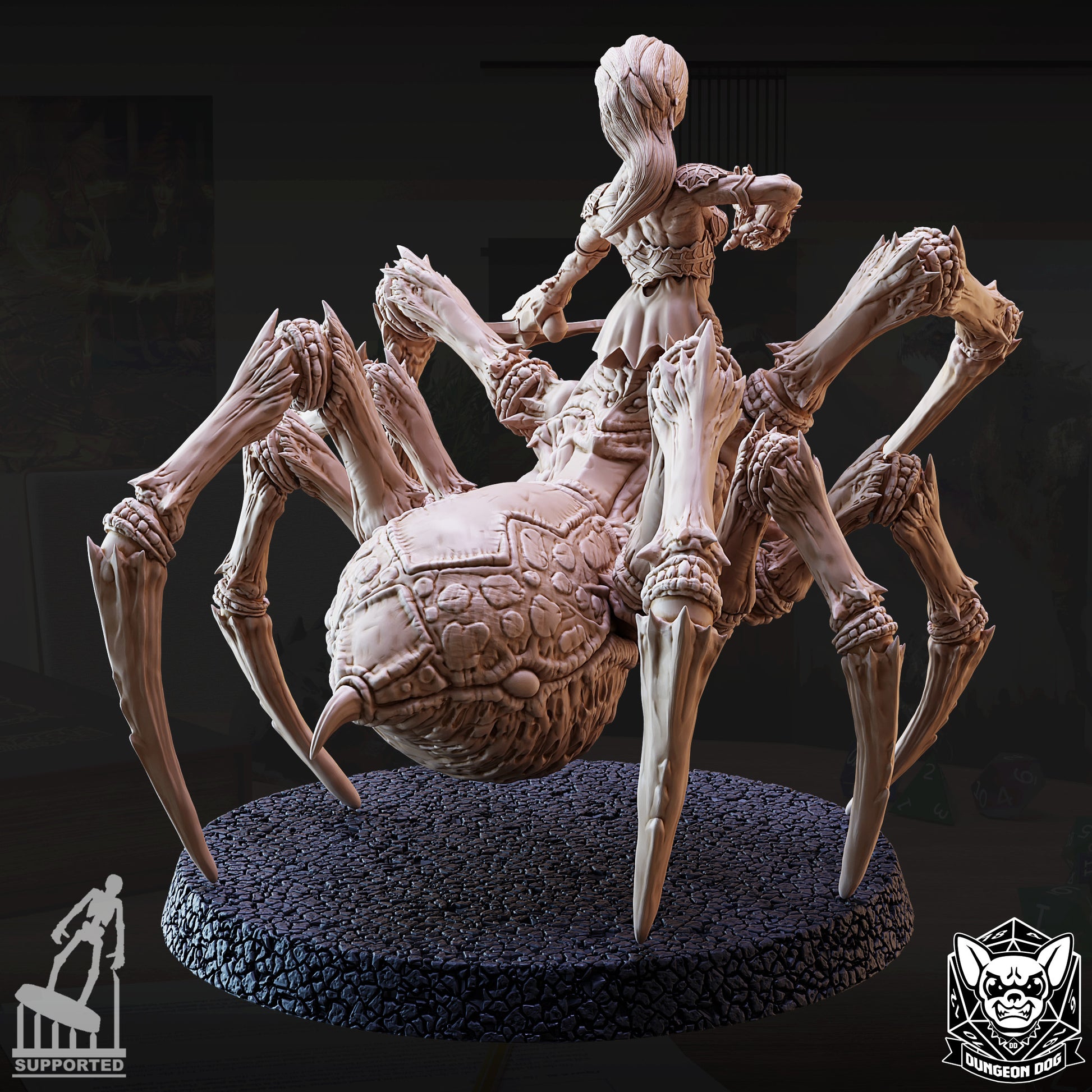 Drider resin miniature – half-drow half-spider RPG boss monster collectible