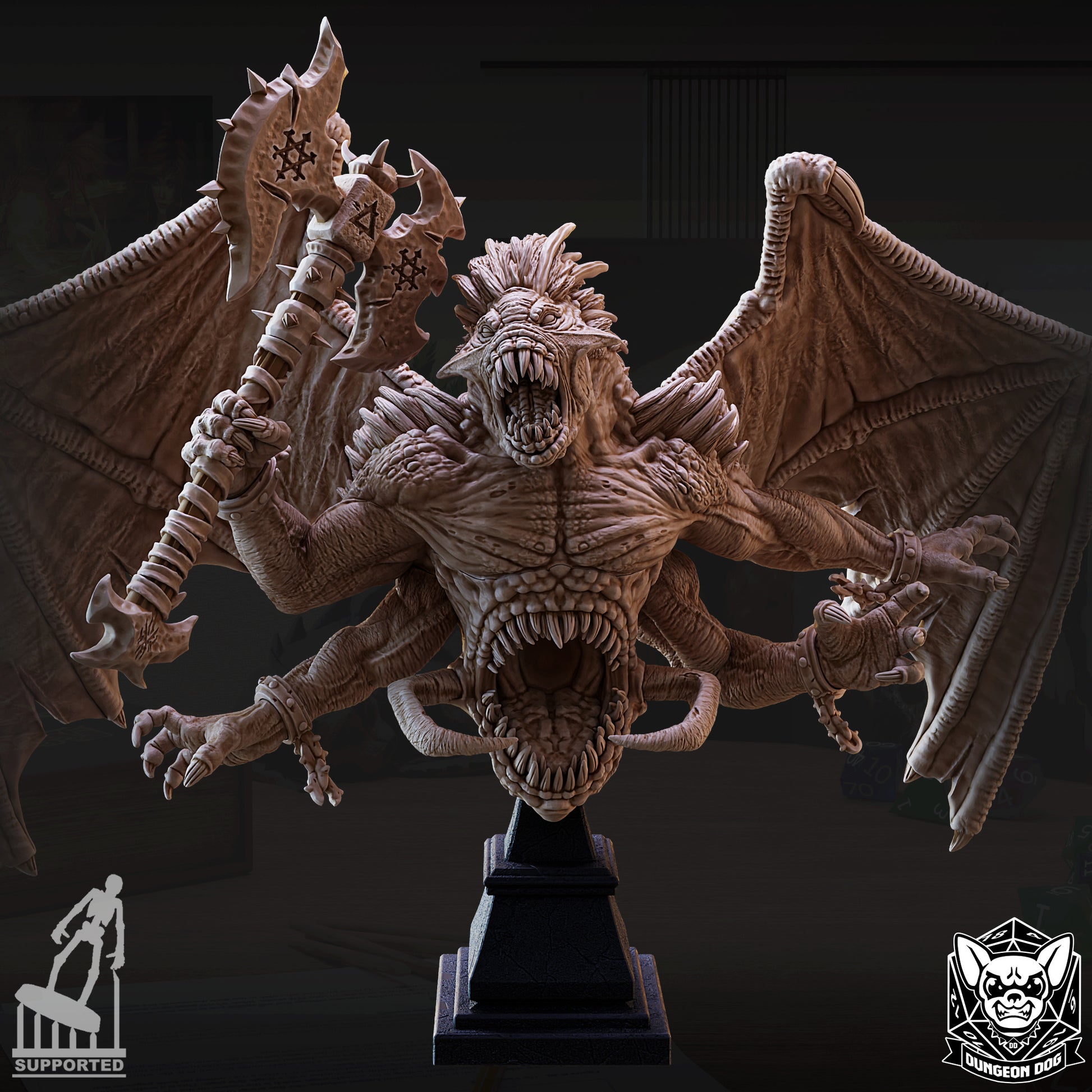 Klurichir Demon Lord Bust 3D printed resin statue for collectors and painters by D&K Custom Prints.
