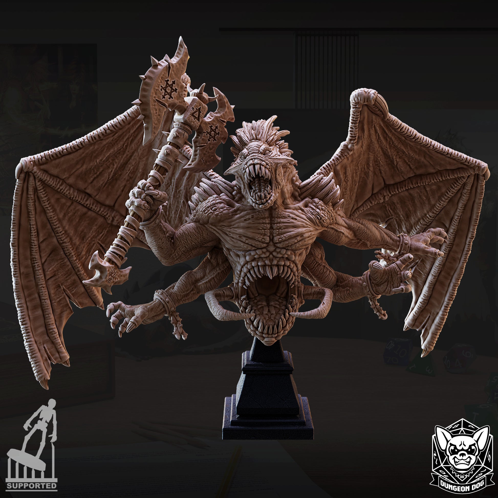 Klurichir Demon Lord Bust 3D printed resin statue for collectors and painters by D&K Custom Prints.