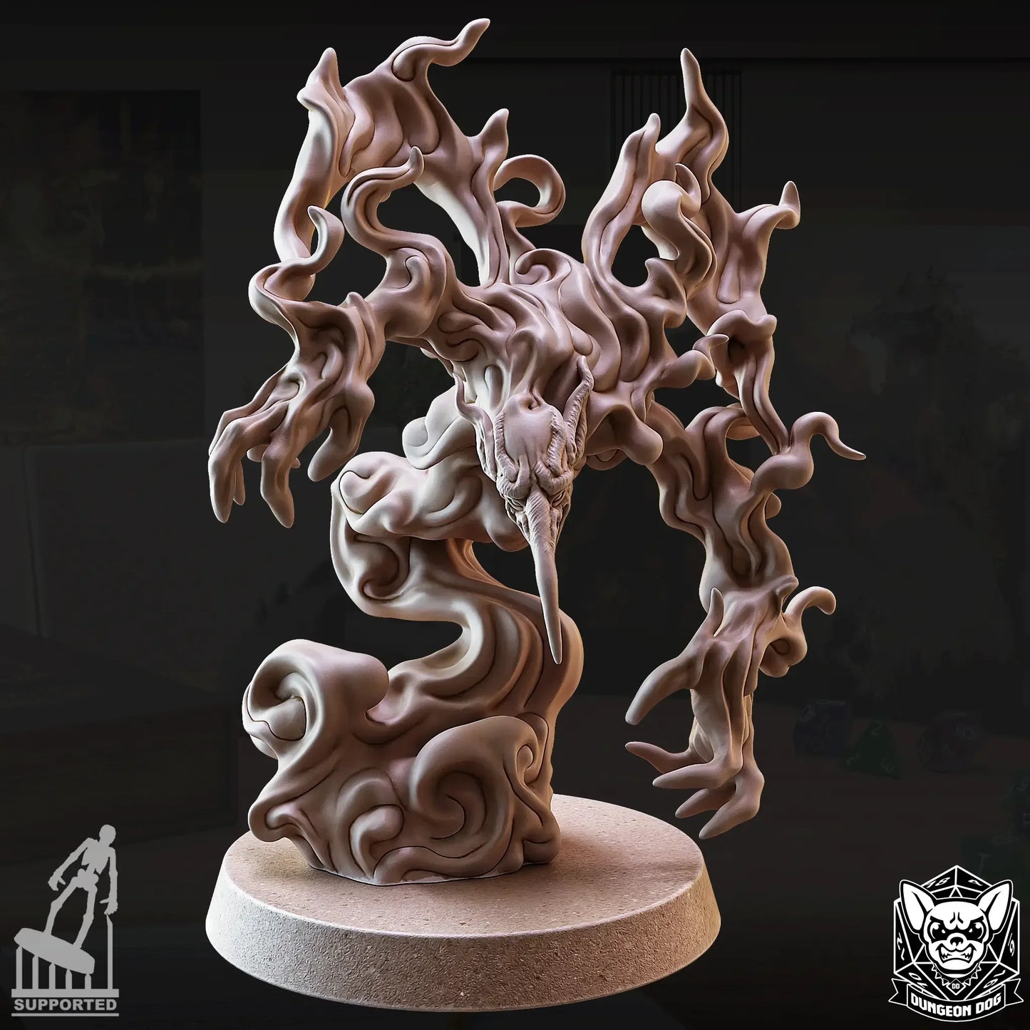 High-detail resin Smoke Mephit model with eerie swirling smoke form for fantasy tabletop games