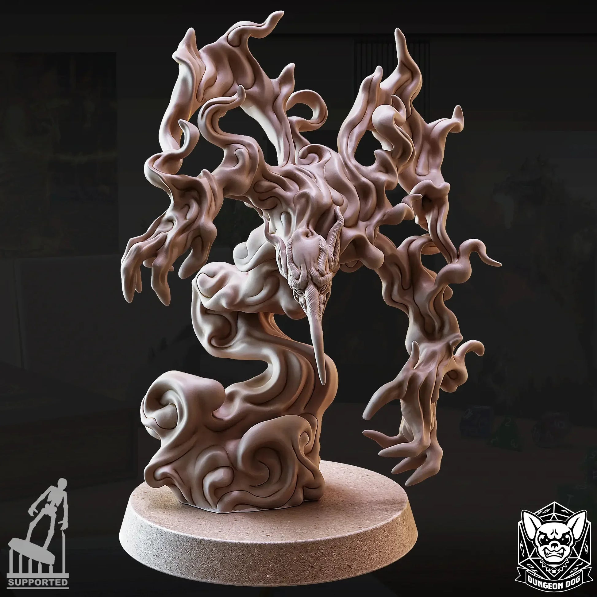 High-detail resin Smoke Mephit model with eerie swirling smoke form for fantasy tabletop games