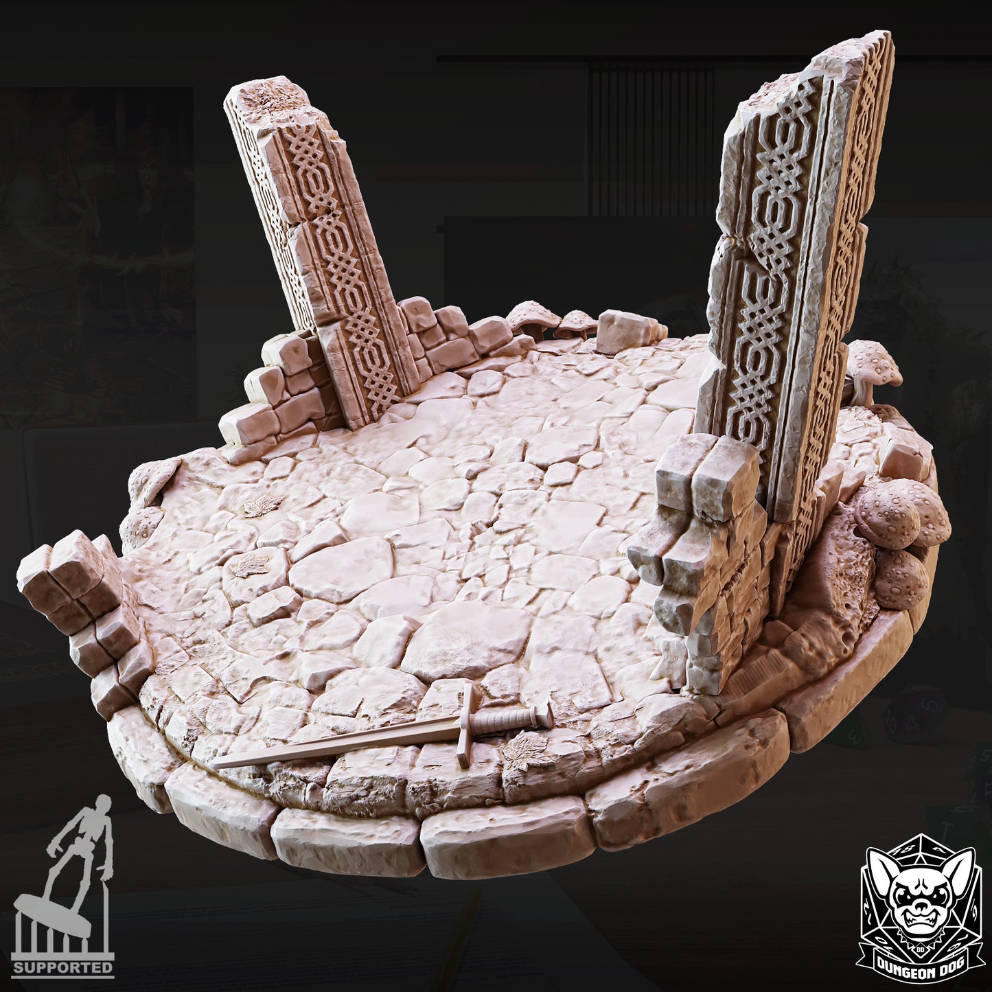 Terreno de base en ruinas | Cuadrícula 3x3 | 75 mm