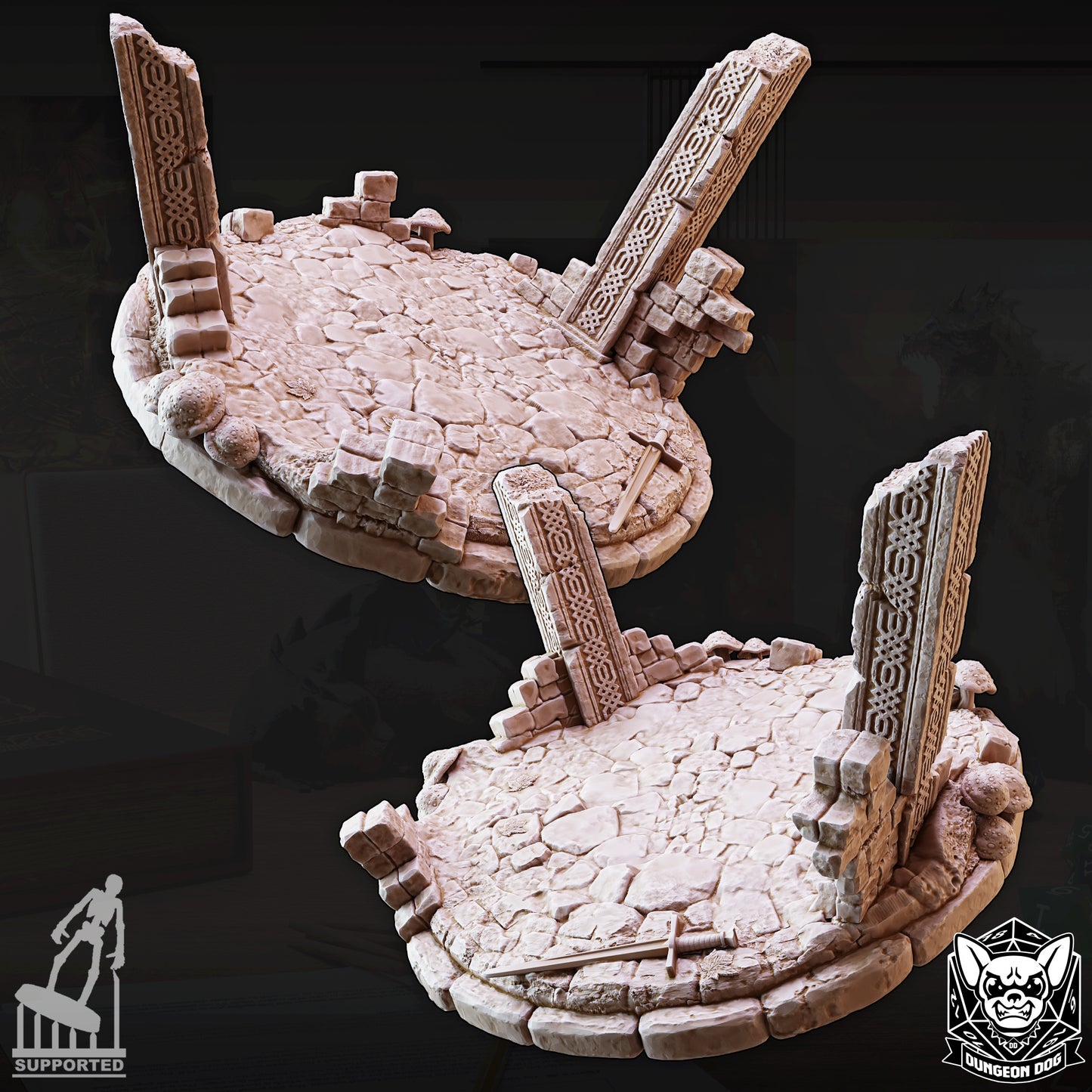Terreno de base en ruinas | Cuadrícula 3x3 | 75 mm