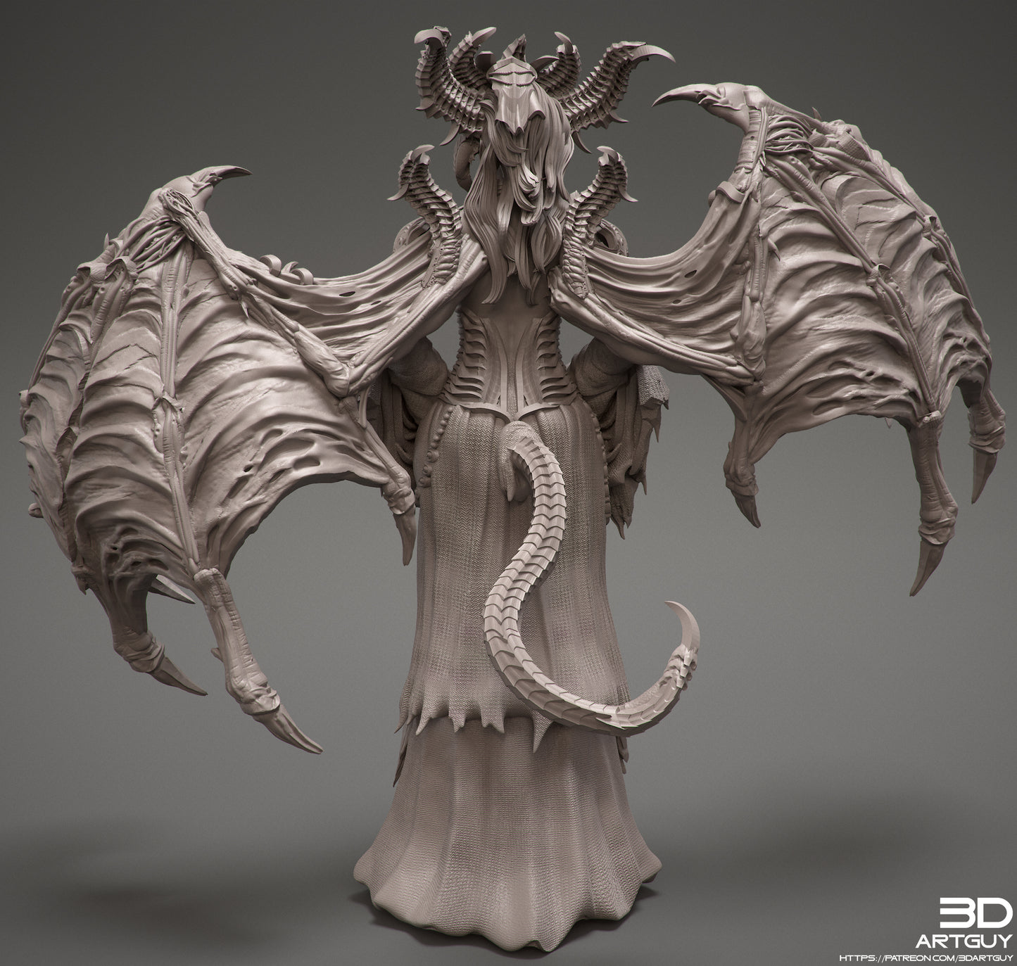 Demon Lord resin fan art statue collectible – DIY, raw, primed, painted