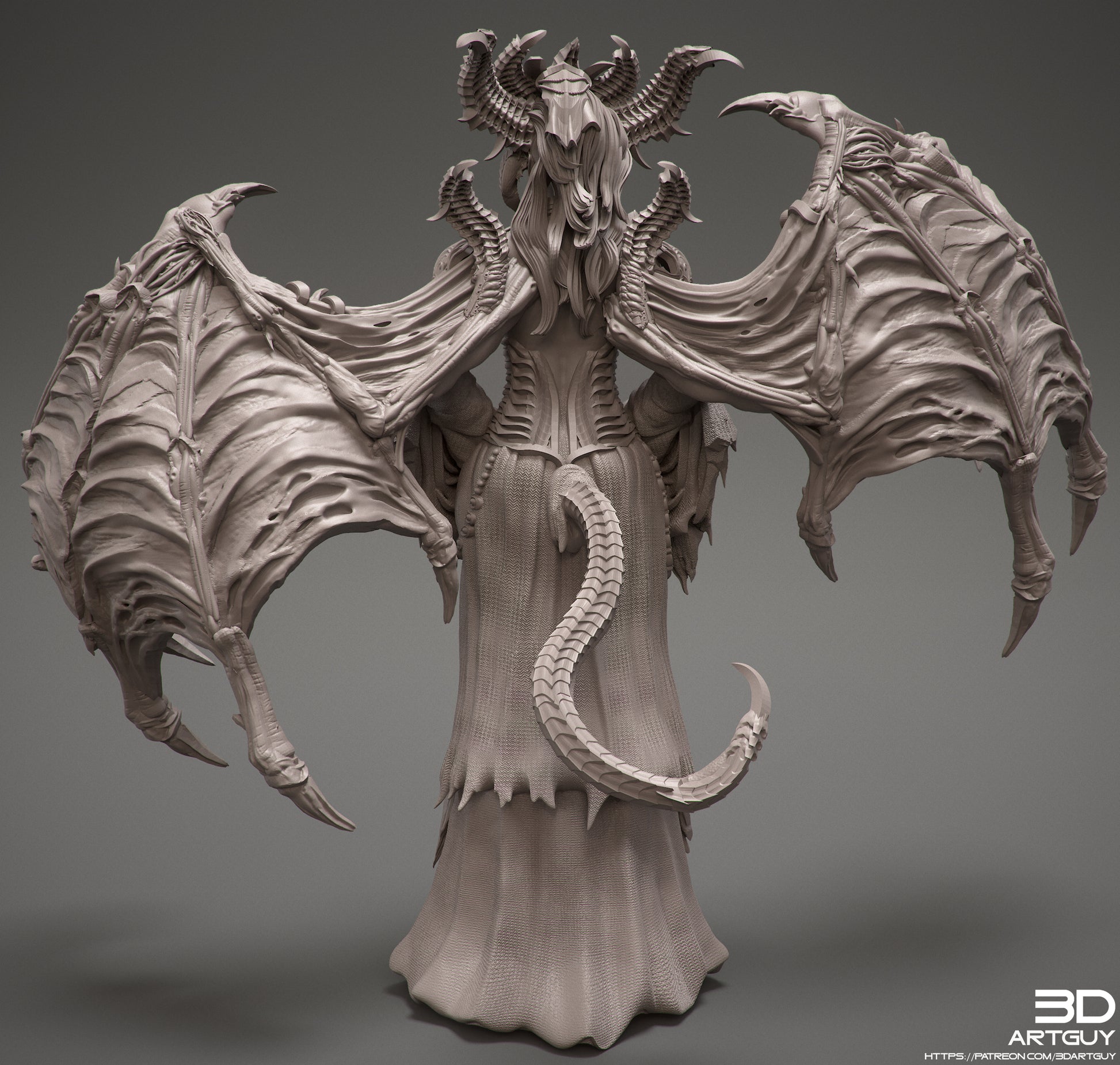 Demon Lord resin fan art statue collectible – DIY, raw, primed, painted