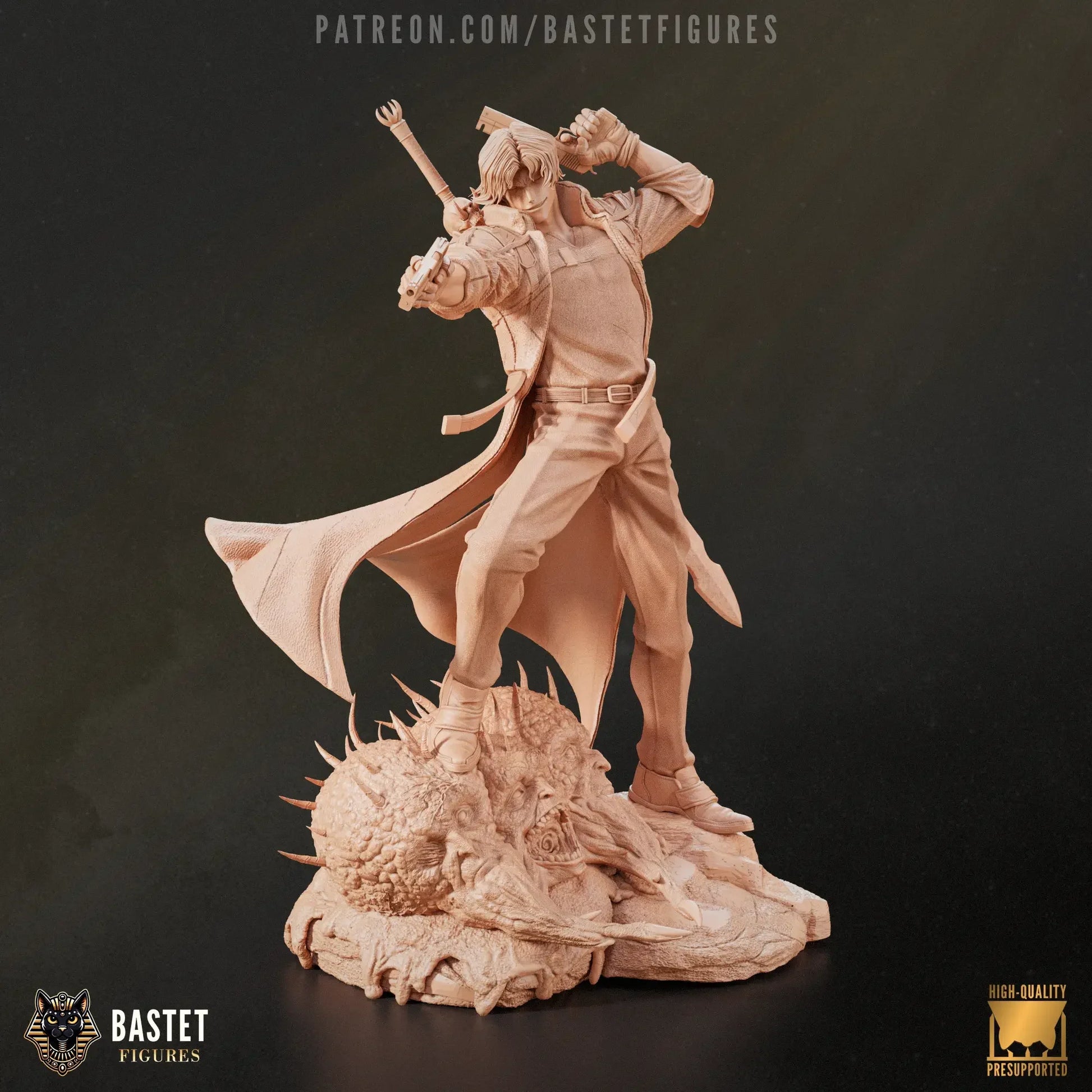 Unpainted clay version of Dante statue in dynamic pose