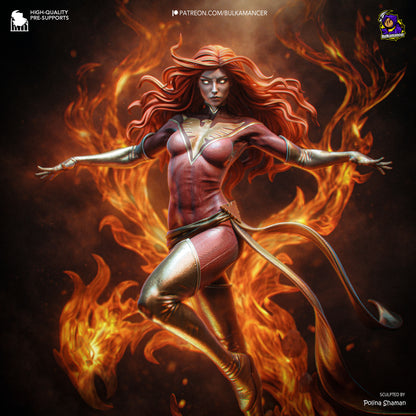 Dark Phoenix 1:8 scale resin statue with dynamic flame effects and scenic base