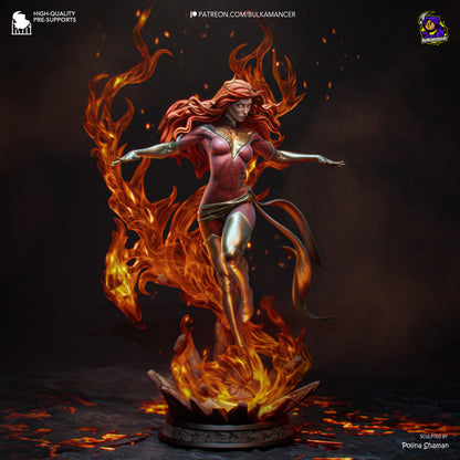 Dark Phoenix 1:8 scale resin statue with dynamic flame effects and scenic base