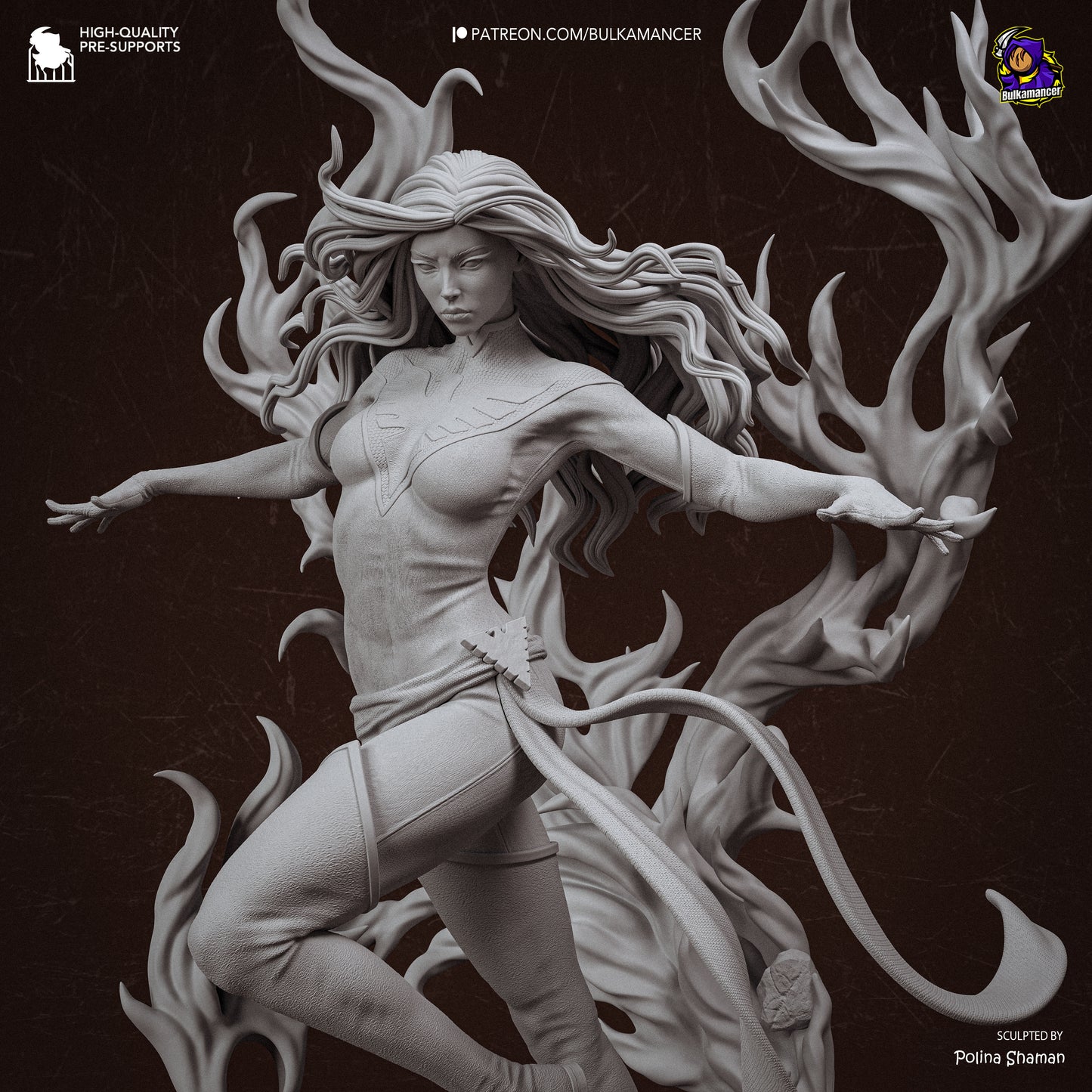 Dark Phoenix 1:8 scale resin statue with dynamic flame effects and scenic base