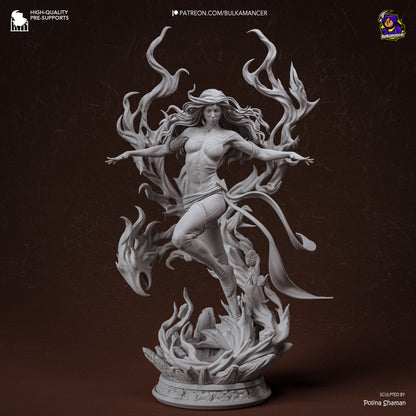 Dark Phoenix 1:8 scale resin statue with dynamic flame effects and scenic base