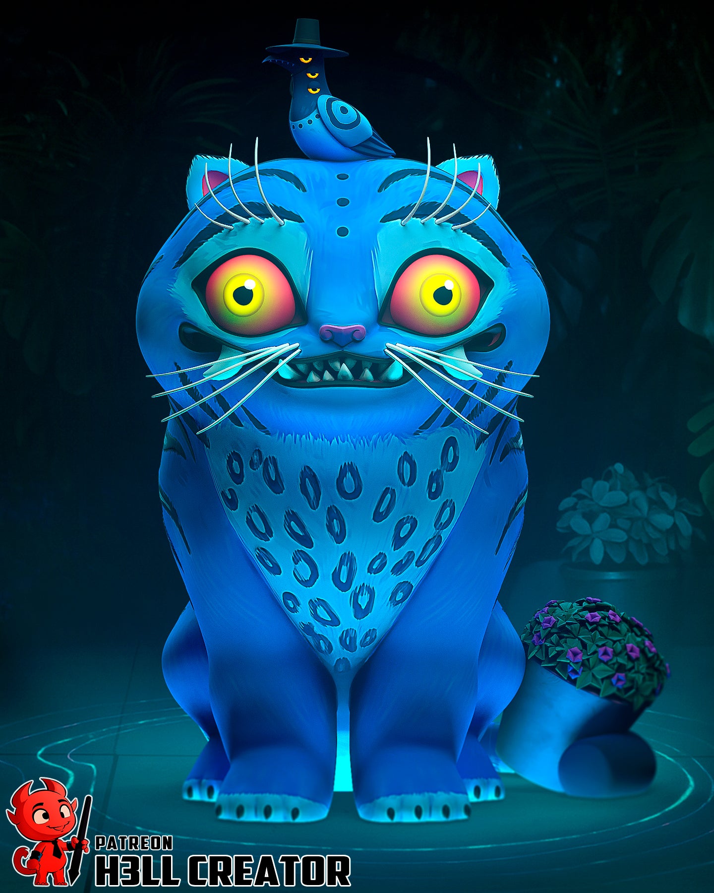 Derpie and Sussie resin collectible statue – 3D printed fantasy tiger with bird companion