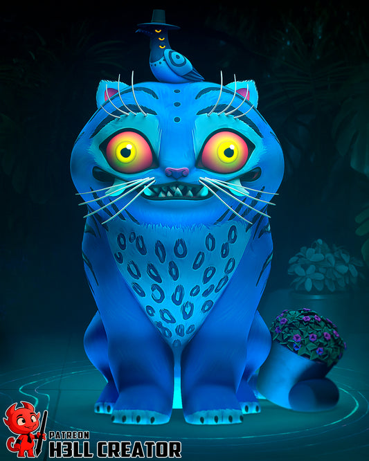 Derpie and Sussie resin collectible statue – 3D printed fantasy tiger with bird companion