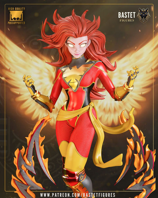 Phoenix Jean Grey resin fan art statue and bust collectible, 3D printed, customizable in raw, primed, or painted finishes