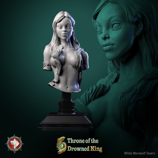 Busto de la Señora Ahogada – Miniatura de Fantasía Oscura | Estatua de resina de 50 mm para TTRPG