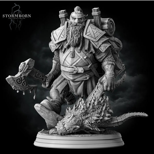 Dwarven Dragon Hunter miniature for Dungeons & Dragons and fantasy tabletop RPGs