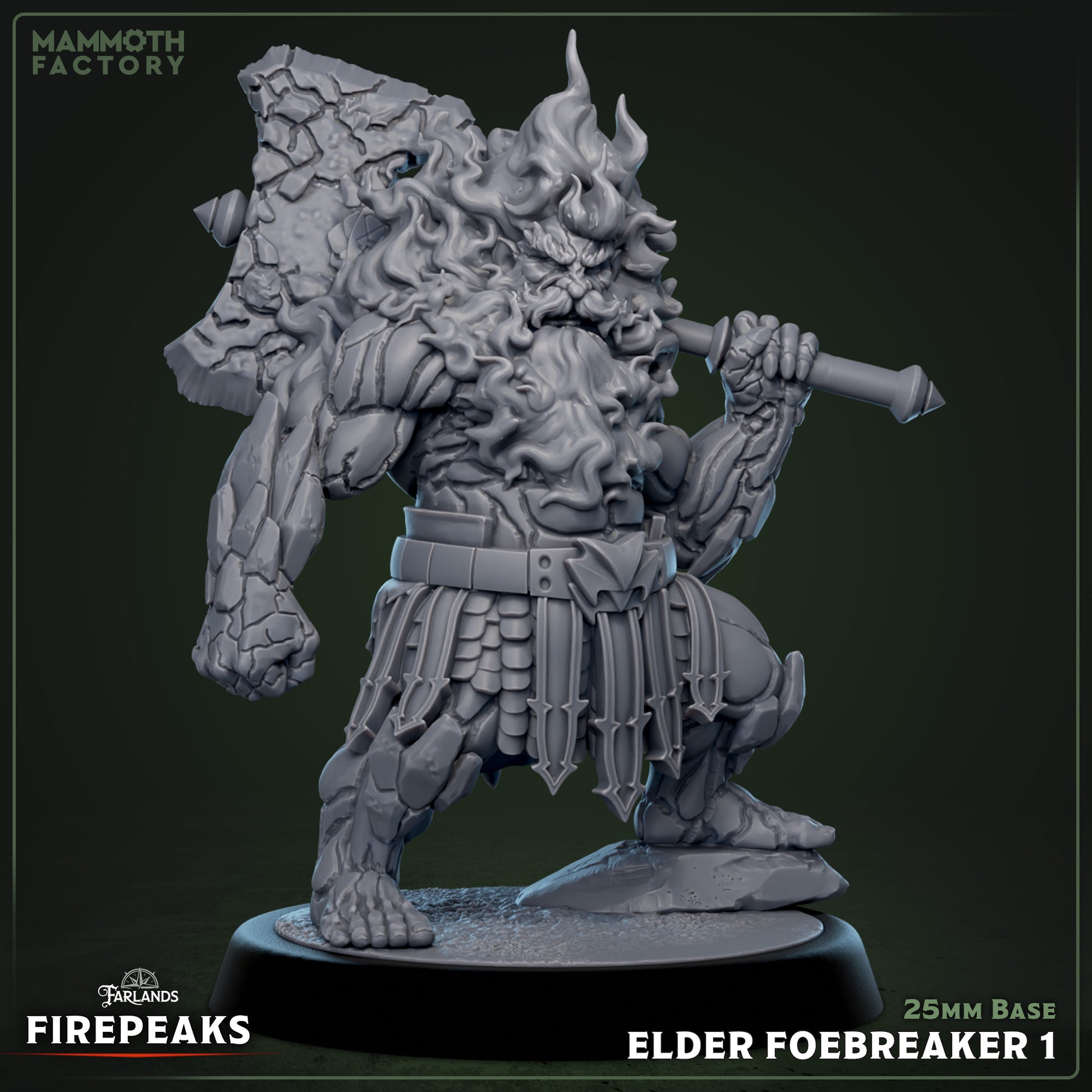 Elder Foebreaker resin miniature with axe and hammer poses on 25mm base.